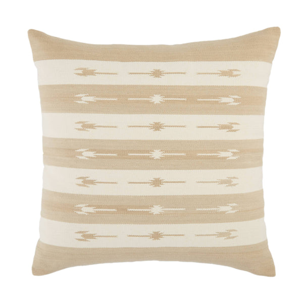Jaipur Living Jaipur Living Vanda Woven Cotton Kilim Stripe Pillow Cover for Bohemian Neutral Rooms Taupe PLC102297