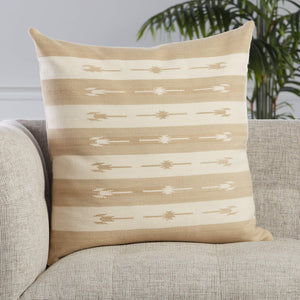 Jaipur Living Jaipur Living Vanda Woven Cotton Kilim Stripe Pillow Cover for Bohemian Neutral Rooms Taupe PLC102297