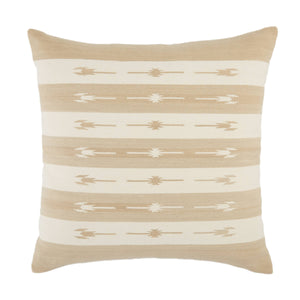 Jaipur Living Jaipur Living Vanda Kilim Stripe Woven Cotton Accent Pillow for Bohemian Global Interiors Taupe Poly Fill PLW103507
