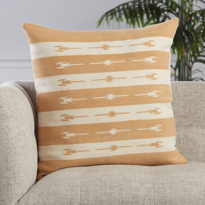 Jaipur Living Jaipur Living Vanda Woven Cotton Kilim Stripe Pillow Cover for Bohemian Neutral Rooms Light Tan PLC102295
