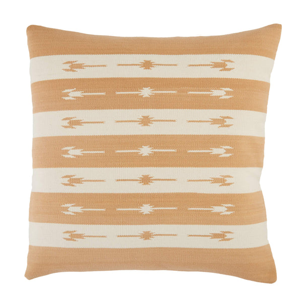 Jaipur Living Jaipur Living Vanda Kilim Stripe Woven Cotton Accent Pillow for Bohemian Global Interiors Light Tan Poly Fill PLW103505