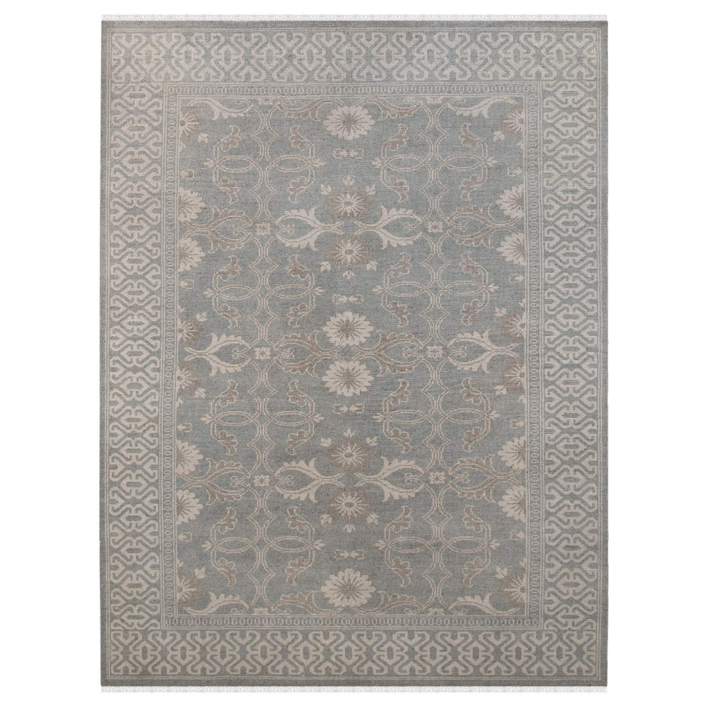 AMER Rugs Empress Hand-knotted Wool Viscose Area Rug Turkish Knot Bordered Neutral Gray EMP20203