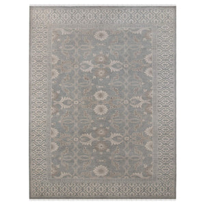 AMER Rugs Empress Hand-knotted Wool Viscose Area Rug Turkish Knot Bordered Neutral Gray EMP20203