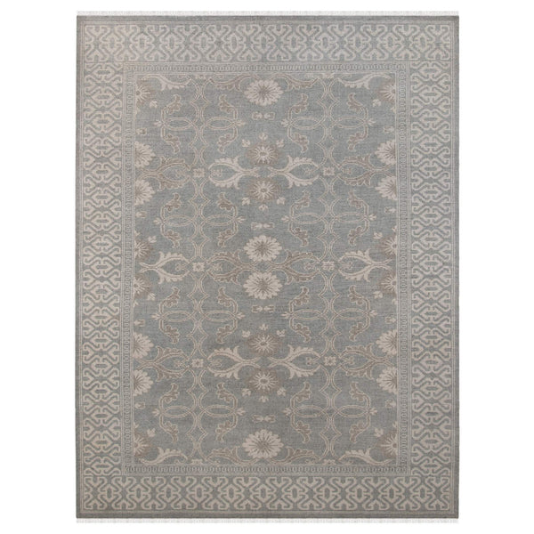 AMER Rugs Empress Hand-knotted Wool Viscose Area Rug Turkish Knot Bordered Neutral Gray EMP20203