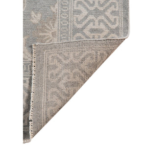 Empress Hand-knotted Wool Viscose Area Rug Turkish Knot Bordered Neutral Gray