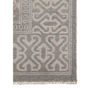 Empress Hand-knotted Wool Viscose Area Rug Turkish Knot Bordered Neutral Gray