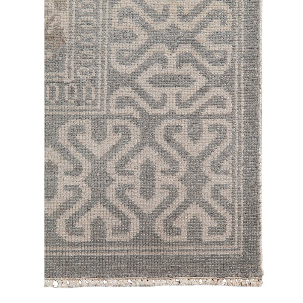 Empress Hand-knotted Wool Viscose Area Rug Turkish Knot Bordered Neutral Gray