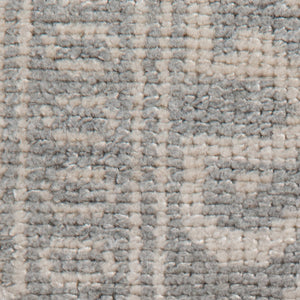 Empress Hand-knotted Wool Viscose Area Rug Turkish Knot Bordered Neutral Gray