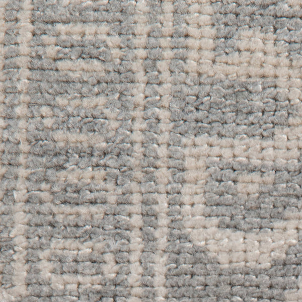 Empress Hand-knotted Wool Viscose Area Rug Turkish Knot Bordered Neutral Gray