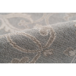 Empress Hand-knotted Wool Viscose Area Rug Turkish Knot Bordered Neutral Gray