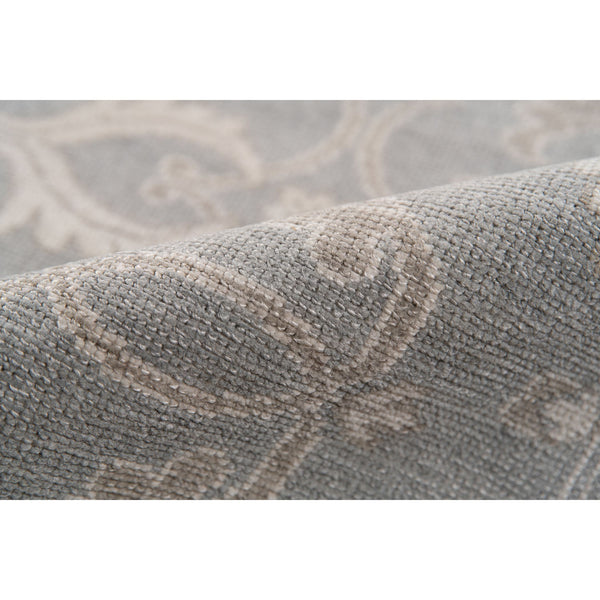 Empress Hand-knotted Wool Viscose Area Rug Turkish Knot Bordered Neutral Gray