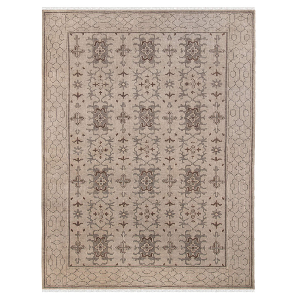 AMER Rugs Empress Hand-knotted Wool Viscose Area Rug Vintage Bordered Design for Living Room Decor 6' x 9' EMP70609