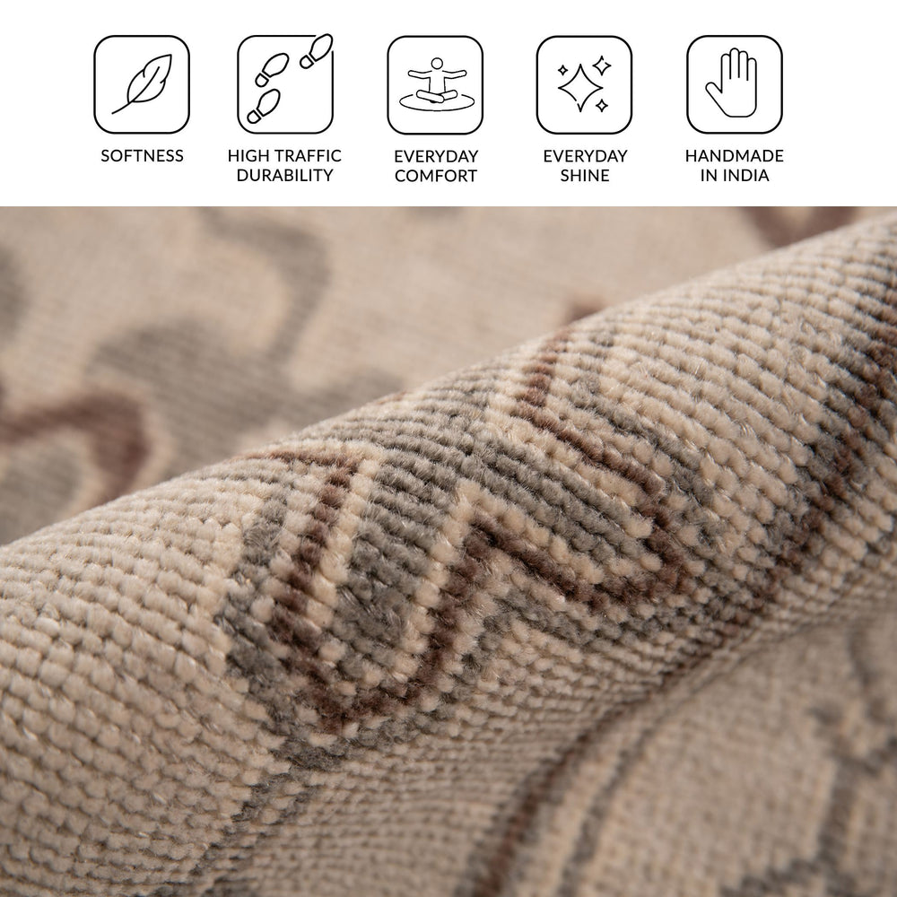 AMER Rugs Empress Hand-knotted Wool Viscose Area Rug Vintage Bordered Design for Living Room Decor 6' x 9' EMP70609