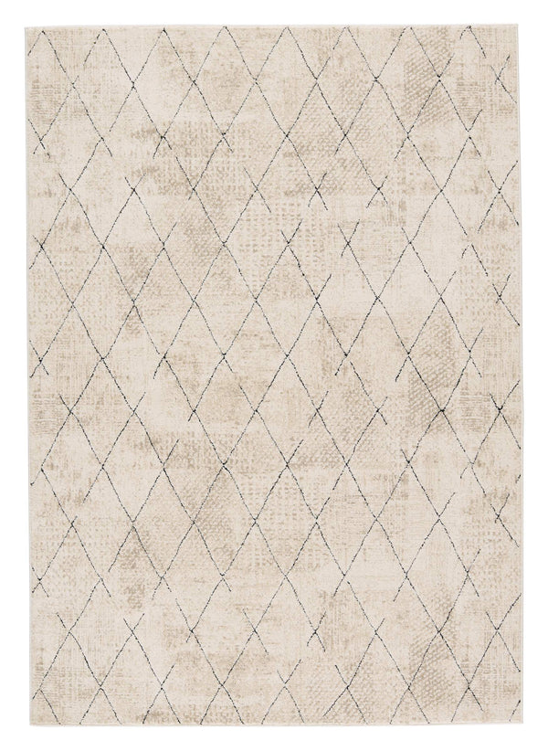 Jaipur Living Vibe by Jaipur Living Trellis Geometric Indoor Rug High Low Pile Moroccan Neutral Decor 4' X 6' RUG153185