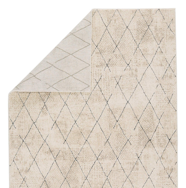 Jaipur Living Vibe by Jaipur Living Trellis Geometric Indoor Rug High Low Pile Moroccan Neutral Decor 4' X 6' RUG153185