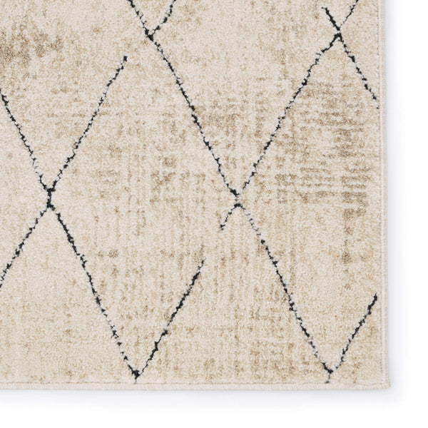 Jaipur Living Vibe by Jaipur Living Trellis Geometric Indoor Rug High Low Pile Moroccan Neutral Decor 4' X 6' RUG153185