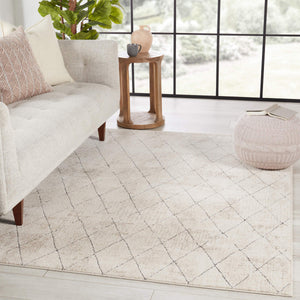 Jaipur Living Vibe by Jaipur Living Trellis Geometric Indoor Rug High Low Pile Moroccan Neutral Decor 4' X 6' RUG153185