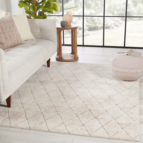 Jaipur Living Vibe by Jaipur Living Trellis Geometric Indoor Rug High Low Pile Moroccan Neutral Decor 4' X 6' RUG153185