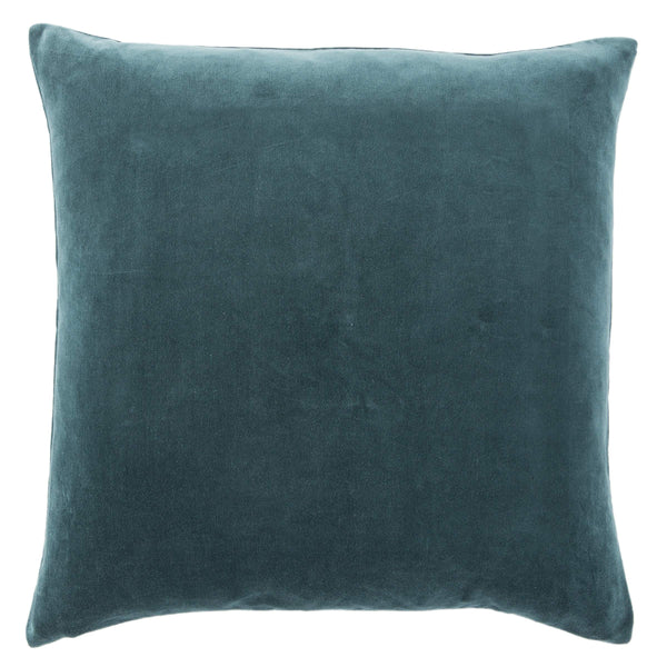 Jaipur Living Jaipur Living Hendrix Cotton Velvet Pillow Cover Bordered Piped Edge Tailored Design Teal PLC102277