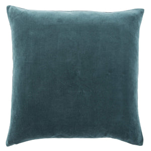 Jaipur Living Jaipur Living Velvet Cotton Bordered Throw Pillow with Piped Edges for Sofa or Bed Teal Poly Fill PLW103416