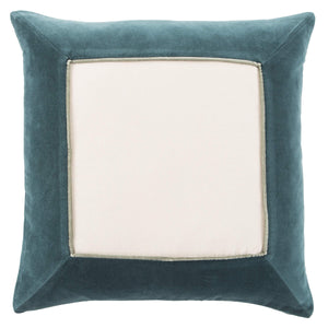 Jaipur Living Jaipur Living Velvet Cotton Bordered Throw Pillow with Piped Edges for Sofa or Bed Teal Poly Fill PLW103416