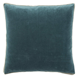 Jaipur Living Jaipur Living Bryn Cotton Velvet Throw Pillow Tailored Box Edge Accent for Sofa or Bed Teal Down PLW103403
