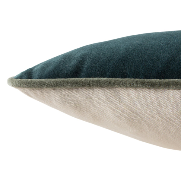 Jaipur Living Jaipur Living Lyla Cotton Velvet Lumbar Pillow Reversible Cream Sofa Accent Teal Poly Fill PLW103420
