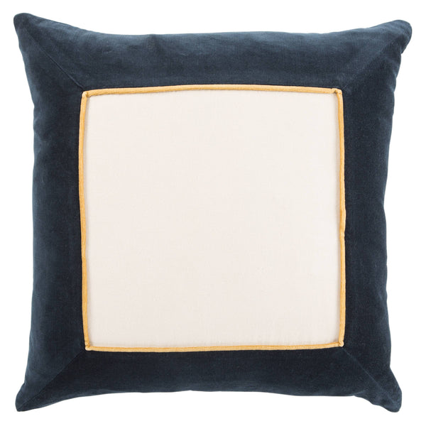 Jaipur Living Jaipur Living Hendrix Cotton Velvet Pillow Cover Bordered Piped Edge Tailored Design Navy PLC102274