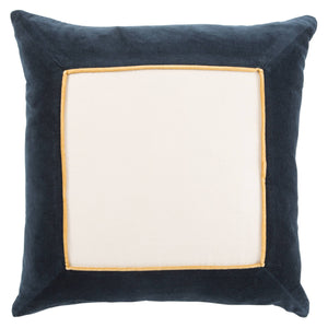 Jaipur Living Jaipur Living Velvet Cotton Bordered Throw Pillow with Piped Edges for Sofa or Bed Navy Poly Fill PLW103410