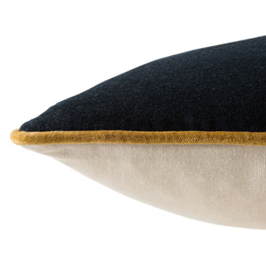 Jaipur Living Jaipur Living Emerson Cotton Velvet Lumbar Pillow Cover Reversible Cream Piped Edges Navy PLC102280