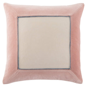 Jaipur Living Jaipur Living Velvet Cotton Bordered Throw Pillow with Piped Edges for Sofa or Bed Blush Down PLW103413