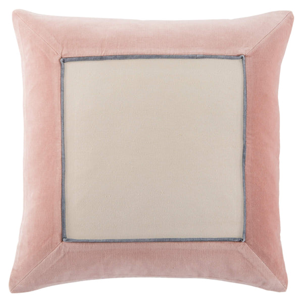 Jaipur Living Jaipur Living Velvet Cotton Bordered Throw Pillow with Piped Edges for Sofa or Bed Blush Down PLW103413