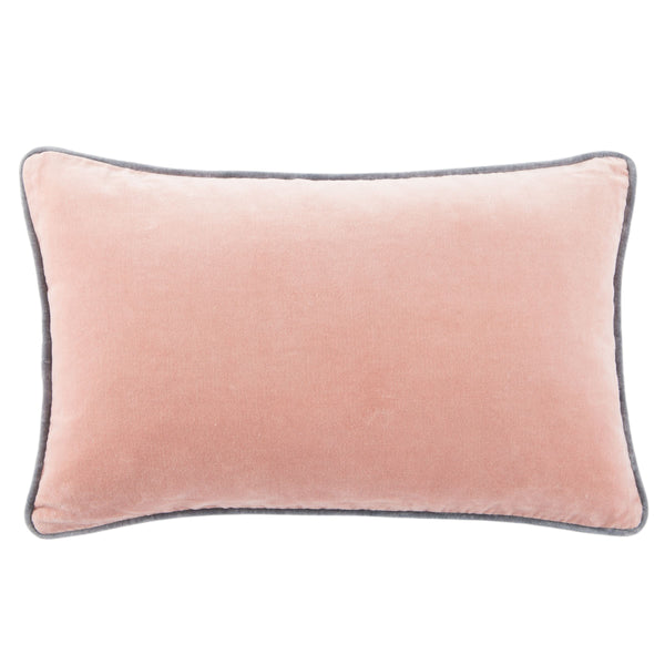 Jaipur Living Jaipur Living Emerson Cotton Velvet Lumbar Pillow Cover Reversible Cream Piped Edges Blush PLC102281