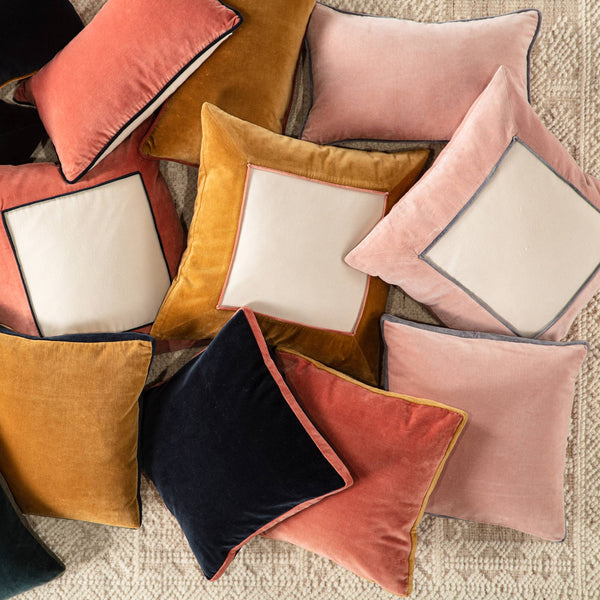 Jaipur Living Jaipur Living Bryn Cotton Velvet Throw Pillow Tailored Box Edge Accent for Sofa or Bed Navy Poly Fill PLW103406