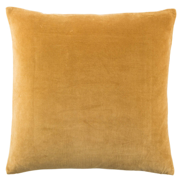 Jaipur Living Jaipur Living Velvet Cotton Bordered Throw Pillow with Piped Edges for Sofa or Bed Gold Poly Fill PLW103418