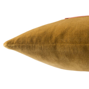 Jaipur Living Jaipur Living Velvet Cotton Bordered Throw Pillow with Piped Edges for Sofa or Bed Gold Poly Fill PLW103418