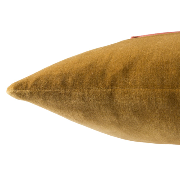 Jaipur Living Jaipur Living Velvet Cotton Bordered Throw Pillow with Piped Edges for Sofa or Bed Gold Poly Fill PLW103418