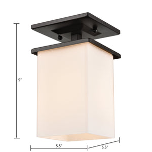 Thomas Lighting Broad Street Transitional Outdoor Flush Mount Bronze Framed Square Glass Ceiling Light EN110136
