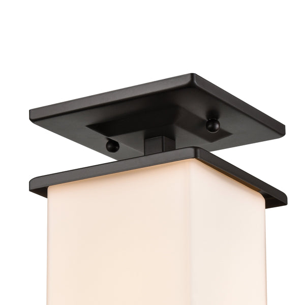 Thomas Lighting Broad Street Transitional Outdoor Flush Mount Bronze Framed Square Glass Ceiling Light EN110136