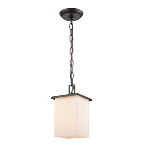 Thomas Lighting Broad Street Transitional Outdoor Pendant Bronze Frame Square Glass Shade Porch Light EN110146