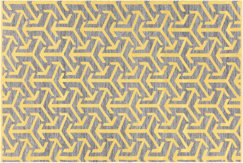 Chandra Rugs Hand-woven Sustainable Contemporary Rug - Exquisite Design, Eco-friendly, Perfect For Home Decor Grey,Yellow Recycled Polyester Ena51802-576
