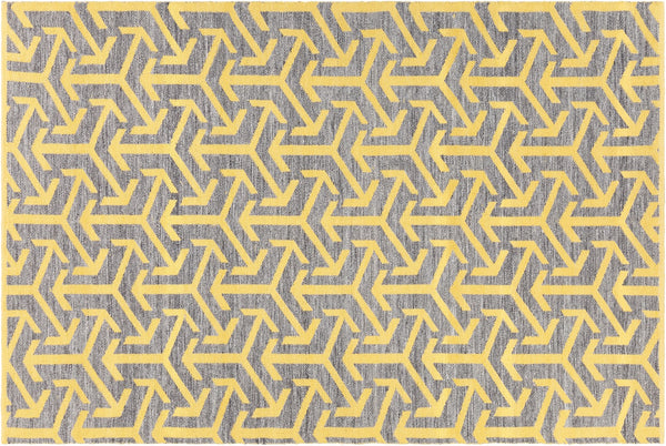 Chandra Rugs Hand-woven Sustainable Contemporary Rug - Exquisite Design, Eco-friendly, Perfect For Home Decor Grey,Yellow Recycled Polyester Ena51802-576