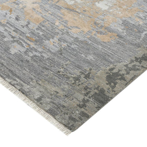 Amer Rugs Ensemble Modern Hand-knotted Area Rug In Luxurious Raw New Zealand Wool And Silk For Any Space Platinum Wool, Raw Handspun Silk Ens111014