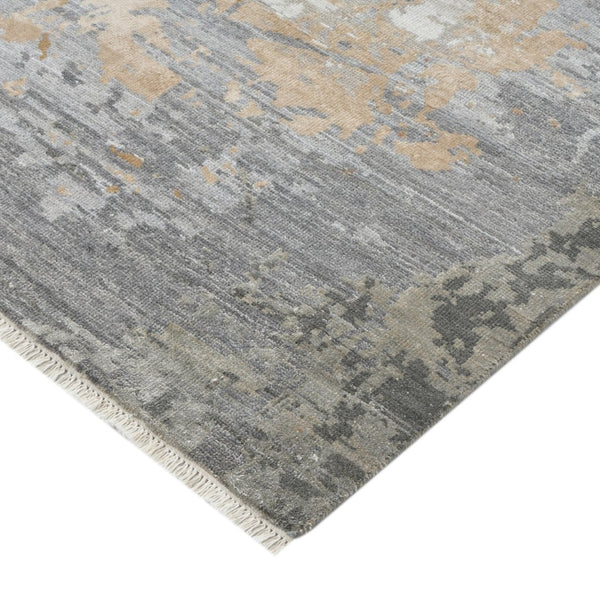 Amer Rugs Ensemble Modern Hand-knotted Area Rug In Luxurious Raw New Zealand Wool And Silk For Any Space Platinum Wool, Raw Handspun Silk Ens111014
