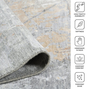 Amer Rugs Ensemble Modern Hand-knotted Area Rug In Luxurious Raw New Zealand Wool And Silk For Any Space Platinum Wool, Raw Handspun Silk Ens111014