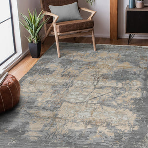 Amer Rugs Ensemble Modern Hand-knotted Area Rug In Luxurious Raw New Zealand Wool And Silk For Any Space Platinum Wool, Raw Handspun Silk Ens111014
