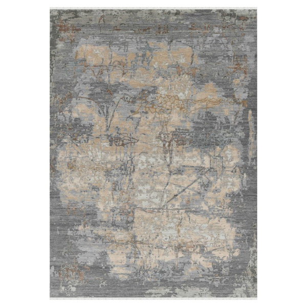 Amer Rugs Ensemble Modern Hand-knotted Area Rug In Luxurious Raw New Zealand Wool And Silk For Any Space Platinum Wool, Raw Handspun Silk Ens111014