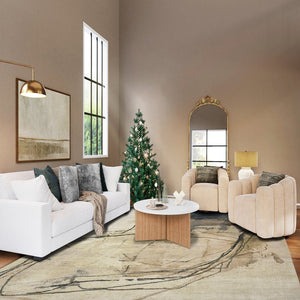 Amer Rugs Ensemble Modern Hand-knotted Area Rug In Luxurious Raw New Zealand Wool And Silk For Any Space Snow White Wool, Real Silk Ens240912