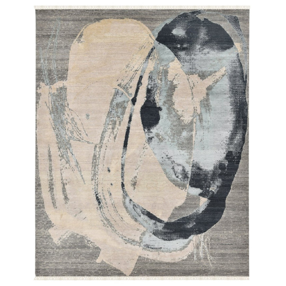 Amer Rugs Ensemble Modern Hand-knotted Area Rug In Luxurious Raw New Zealand Wool And Silk For Any Space Ash Wool, Real Silk Ens260912