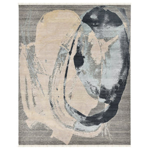 Amer Rugs Ensemble Modern Hand-knotted Area Rug In Luxurious Raw New Zealand Wool And Silk For Any Space Ash Wool, Real Silk Ens260912